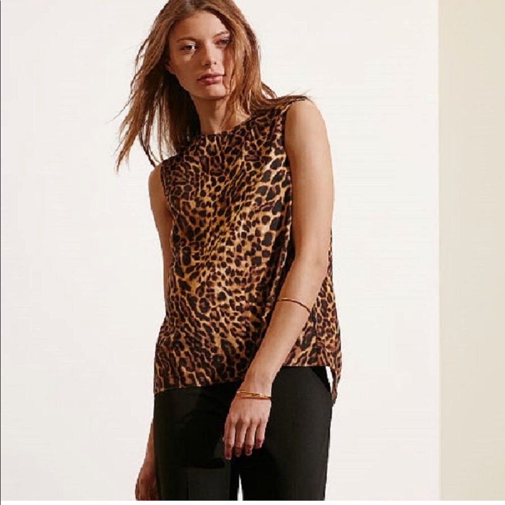 New Lauren Ralph Lauren Leopard sleeveless shirt top small black brown small - Picture 1 of 9